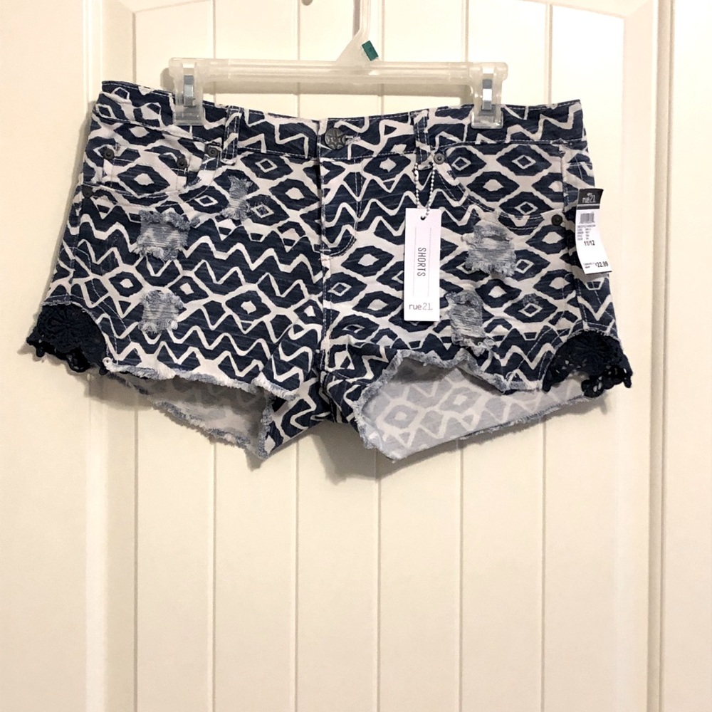 Distressed Aztec shorts